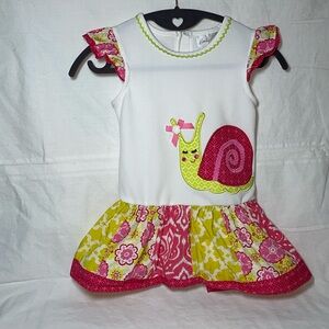 Emily Rose Girl’s pink and white dress with snail